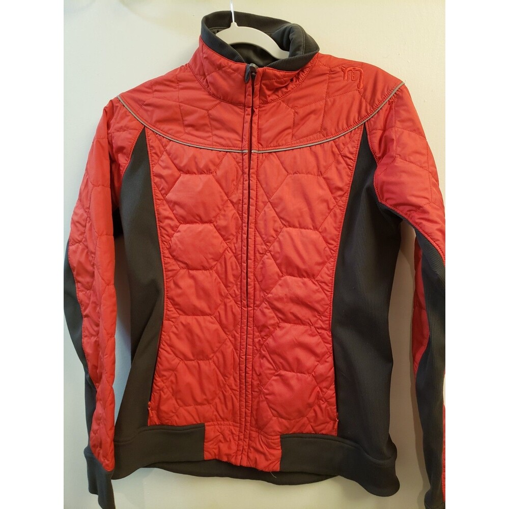 Novara Quilted Jacket Women M Small Red/Gray Full Zip Collared Long Sleeve